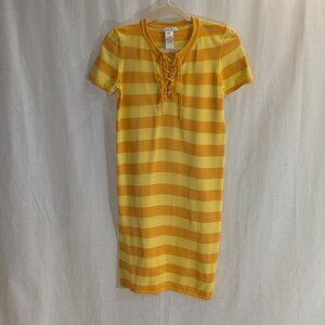 Kors Michael Kors Orange and Yellow Striped MIdi Dress Size Small *Tiny Flaws